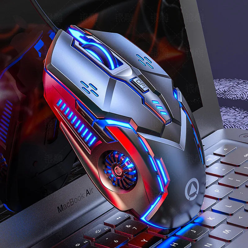 Mute Gaming Mouse RGB Ergonomic Wired PC Laptop Mause LED Backlit 3200dpi Mechanical Mause Computer Gamer Office Accessories