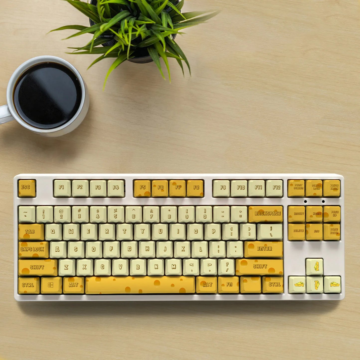 Yellow Cheese Theme Pbt Gmk Keycaps 108 Keys Set for Mechanical Keyboard Oem Profile  Only Key Caps 104 100 98 96 87 60