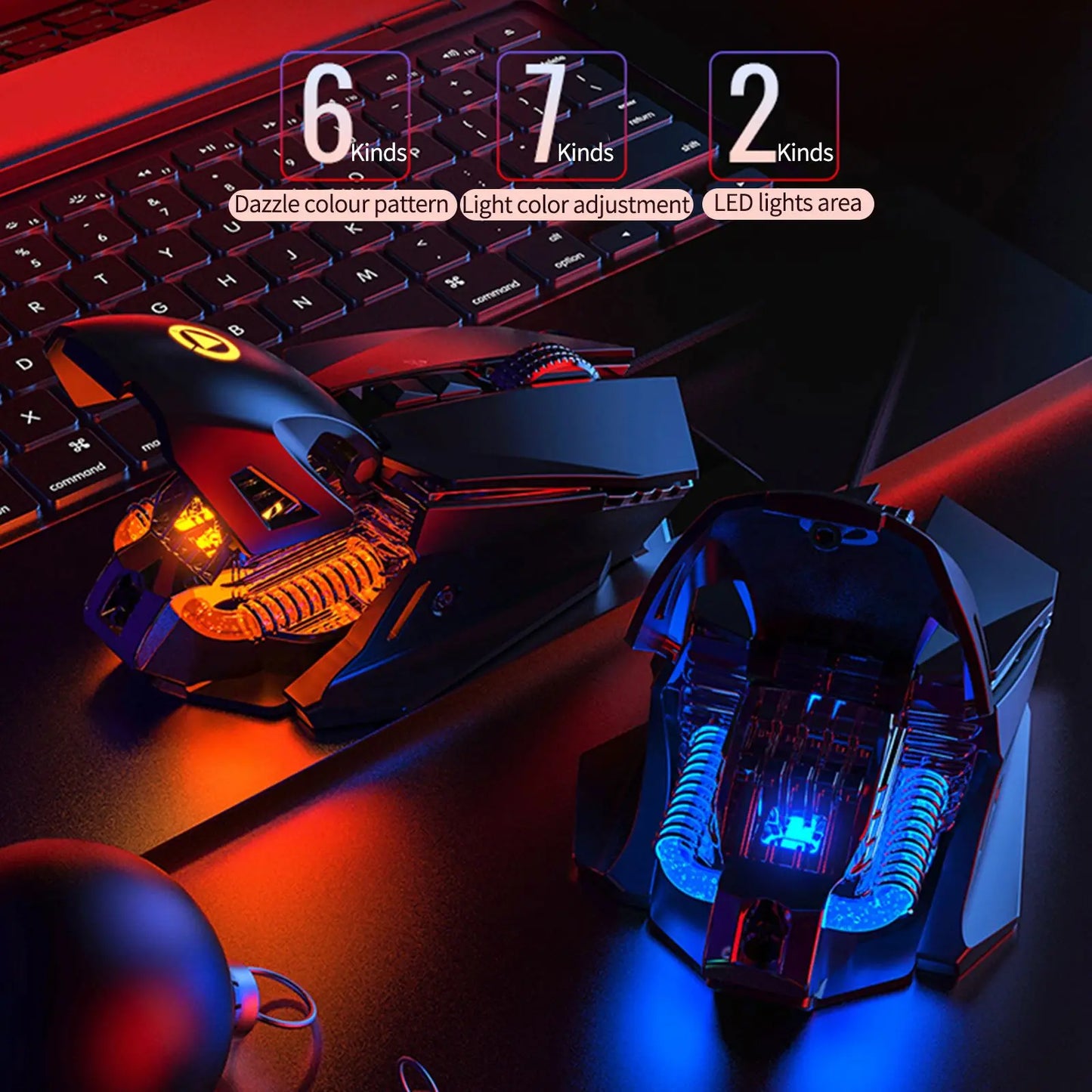 G10 Wired USB Macro Programming Gaming Mouse Colorful Water-cooled light 200 DPI Mice With LED Backlight 7 Button For PC Laptop