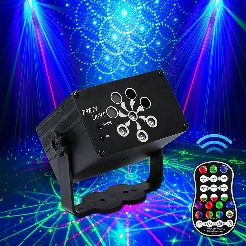 RGB Disco Light DJ LED Laser Stage Projector Sound Party Lights Strobe Lamp Birthday Party Car Club Bar Karaoke Sound DJ Lamp