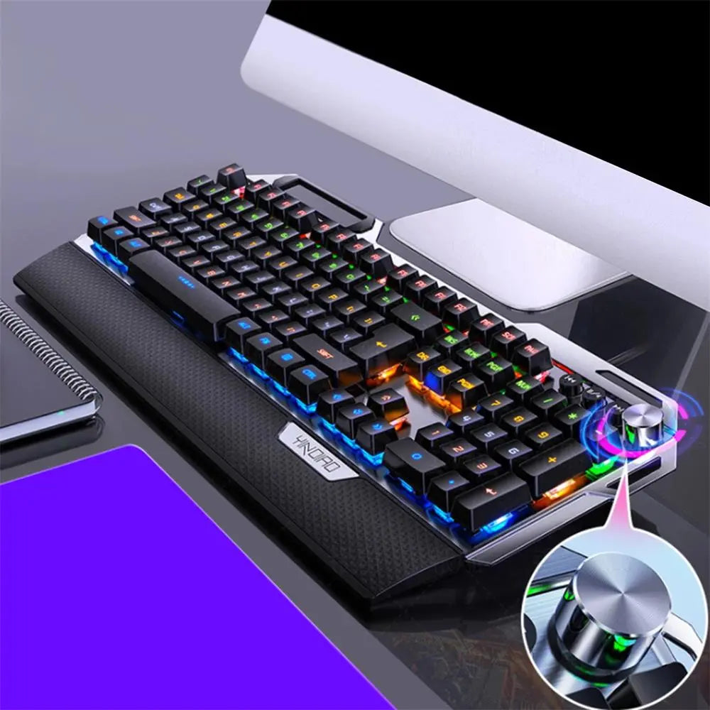 Mechanical Gaming Keyboard,104-key RGB LED Backlit Computer Keyboard, Black Blue Switch, Suitable for PC Gamers/Windows Game