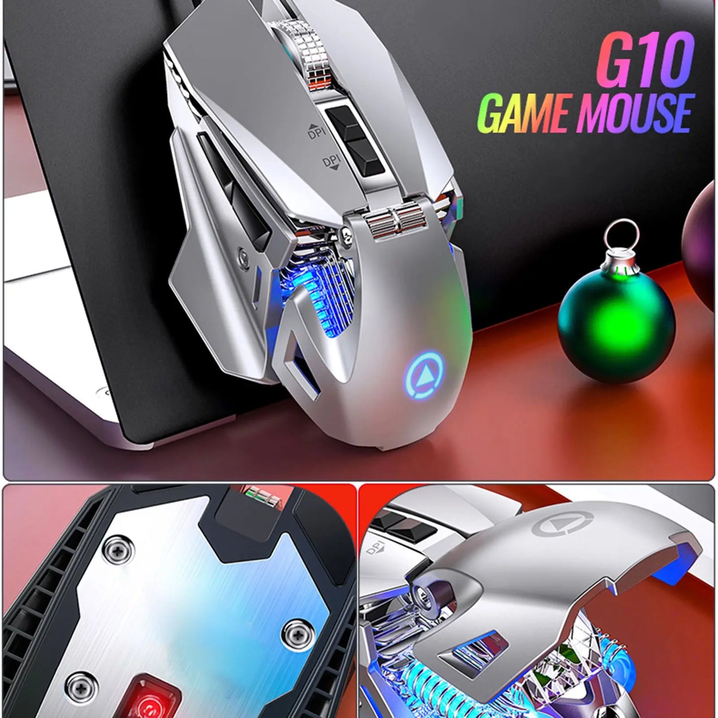 G10 Wired USB Macro Programming Gaming Mouse Colorful Water-cooled light 200 DPI Mice With LED Backlight 7 Button For PC Laptop