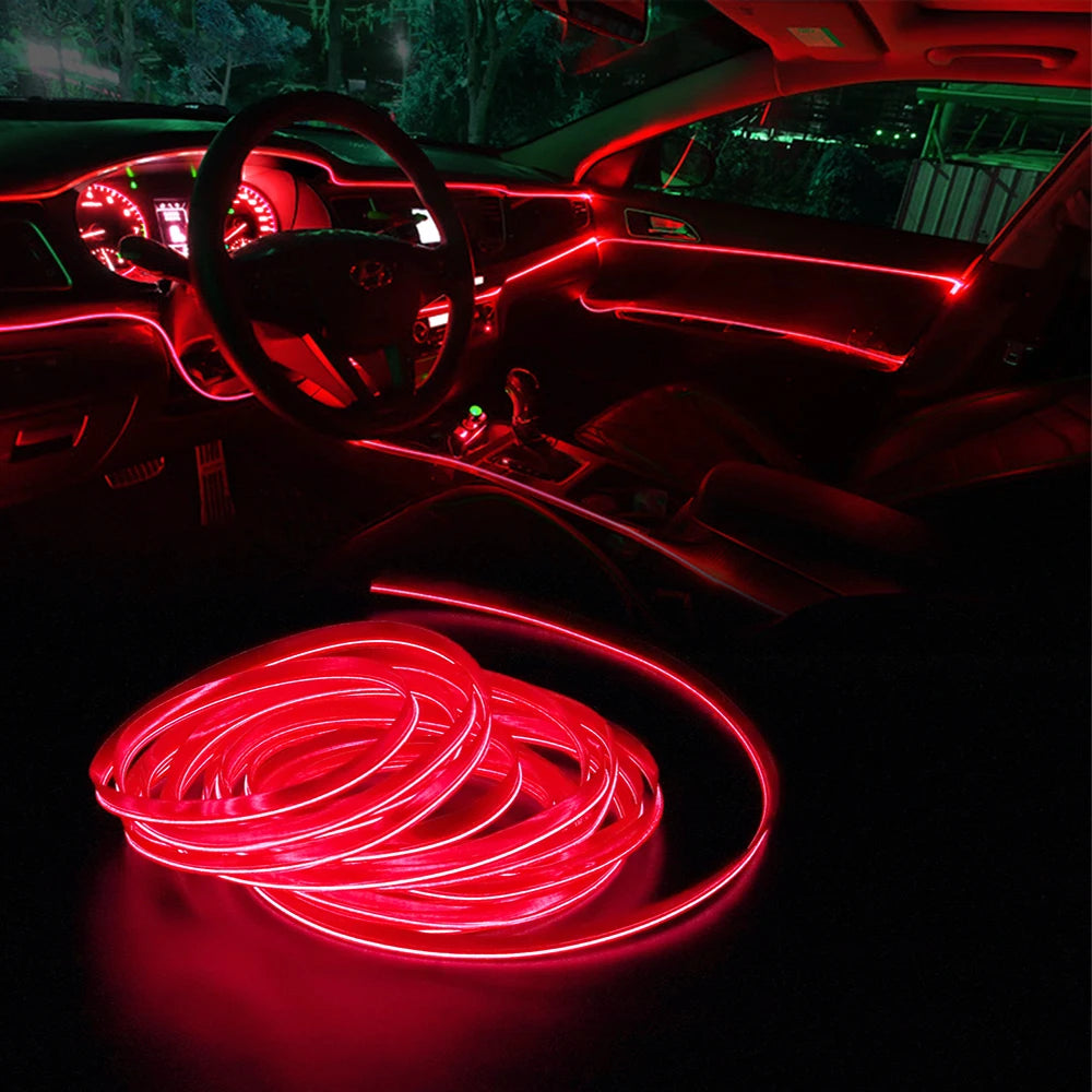 1M/3M/5M Wire LED Strip Neon Light Car Interior Lighting Strips Auto LED Strip Ambient Light Car Interior Led Decorative Lamp