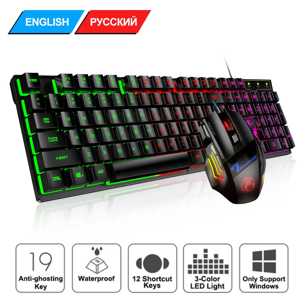 Gaming Keyboard And Mouse, RGB Gaming Keyboard Laptop Backlight Gamer Kit 104 Keycaps Wired Usb Keyboard For Computer Pc