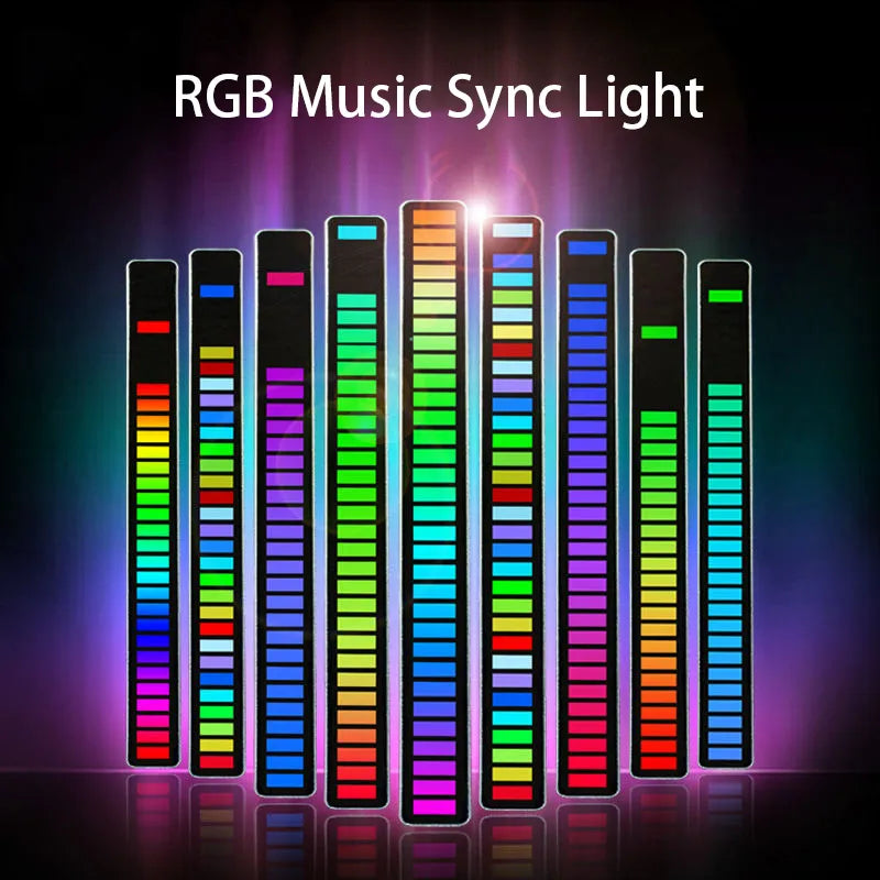 Music Sync Led Strip Lights Sound Control Pickup Rhythm Lamp Voice-Activated Atmosphere Rgb Light Bar for Car Party