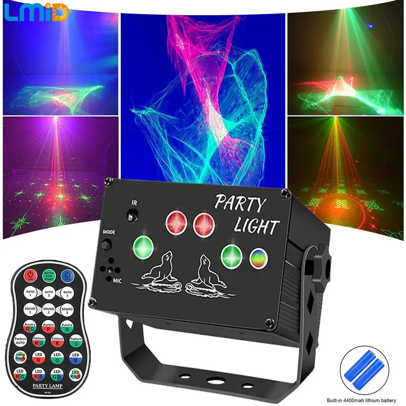 RGB Disco Light DJ LED Laser Stage Projector Sound Party Lights Strobe Lamp Birthday Party Car Club Bar Karaoke Sound DJ Lamp