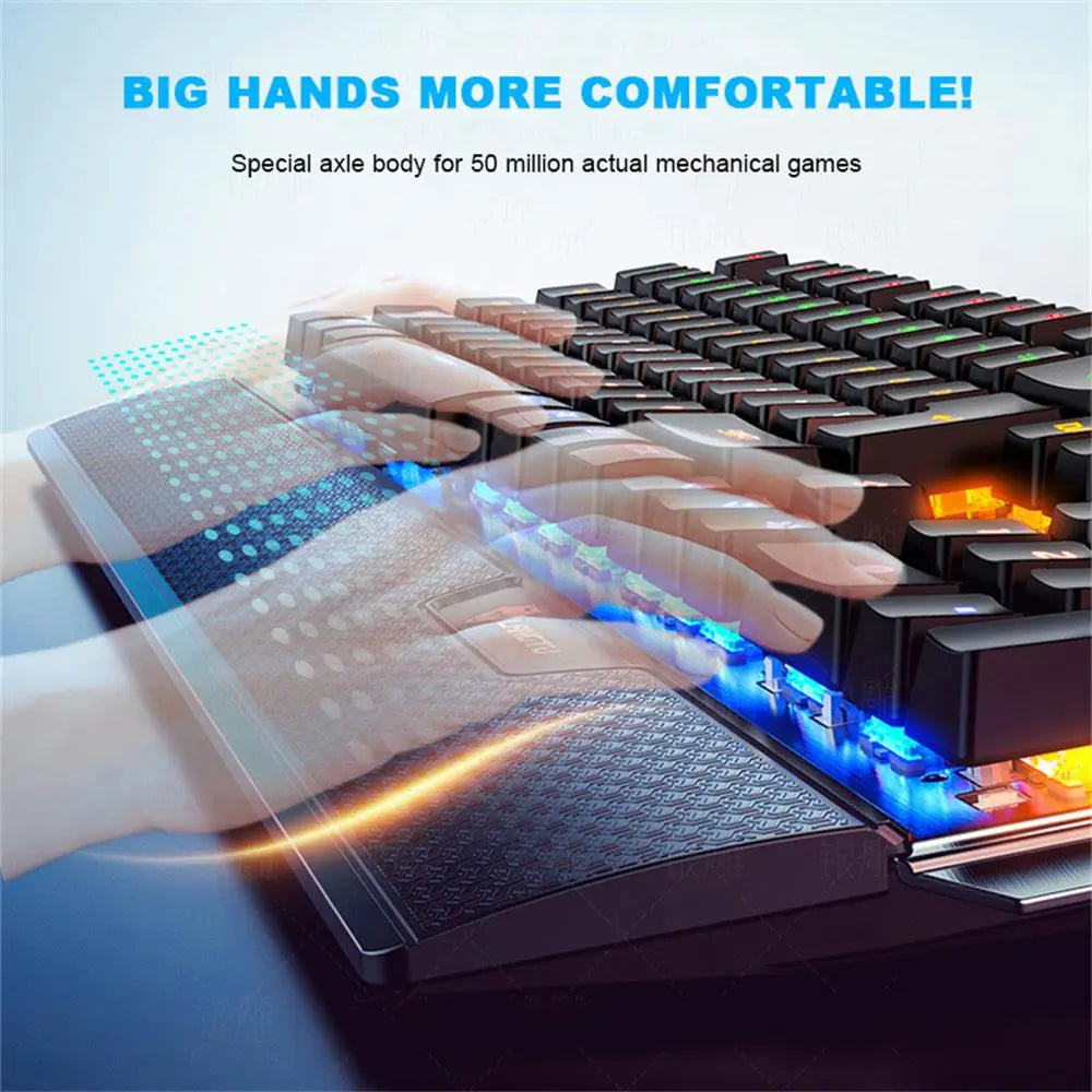 Mechanical Gaming Keyboard,104-key RGB LED Backlit Computer Keyboard, Black Blue Switch, Suitable for PC Gamers/Windows Game