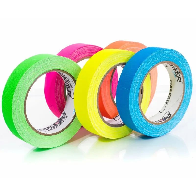 5pcs/Set UV Gaffer Fluorescent Tape Blacklight Reactive Glow In The Dark Tape Neon Cloth Tape Warning Home Decoration