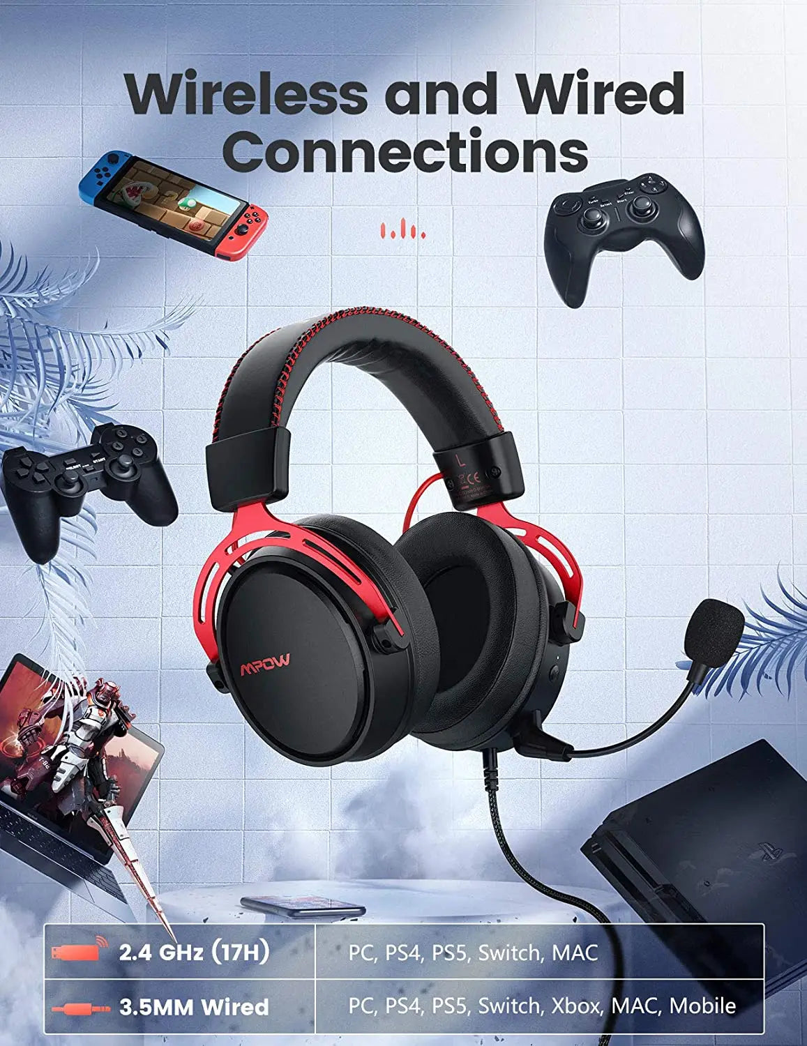 Mpow Gaming Headset Mpow BH415 3.5mm Wired Headset Gaming Headphone With Noise Canceling Mic for PS4 PS3 PC Computer Phone Gamer