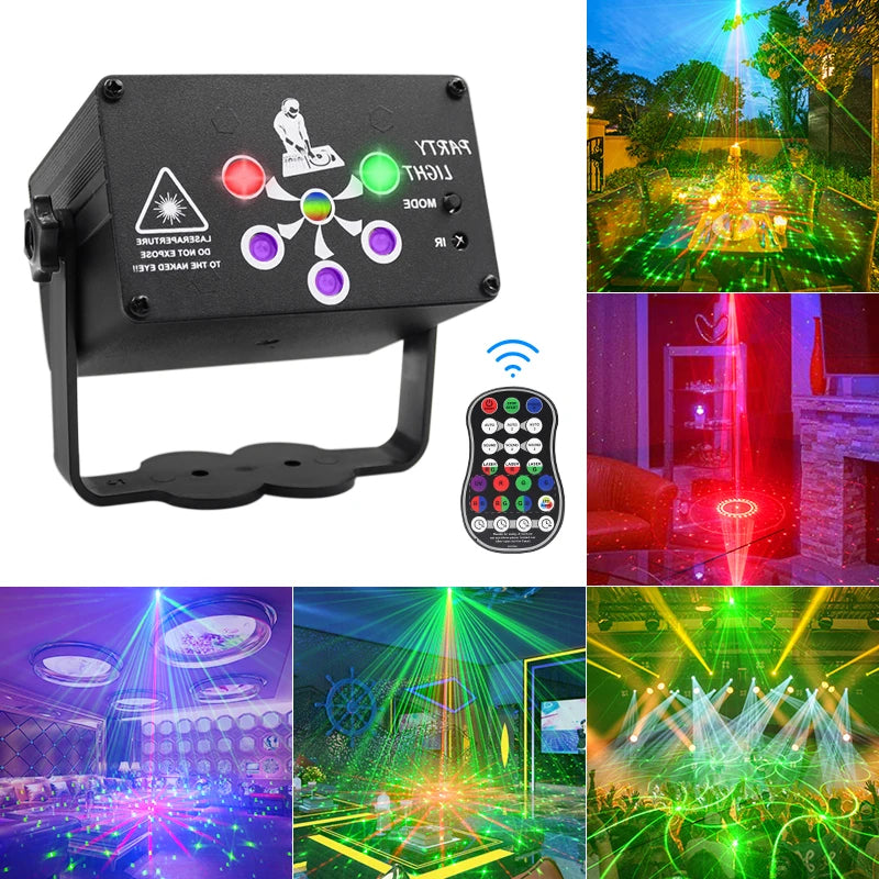 RGB Disco Light DJ LED Laser Stage Projector Sound Party Lights Strobe Lamp Birthday Party Car Club Bar Karaoke Sound DJ Lamp