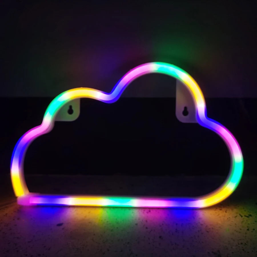 Cloud Sign Neon Light LED Sky Modeing Lamp Nightlight Bulbs Decor Room Shop Party Wall Art Wedding USB & Battery Box Powered