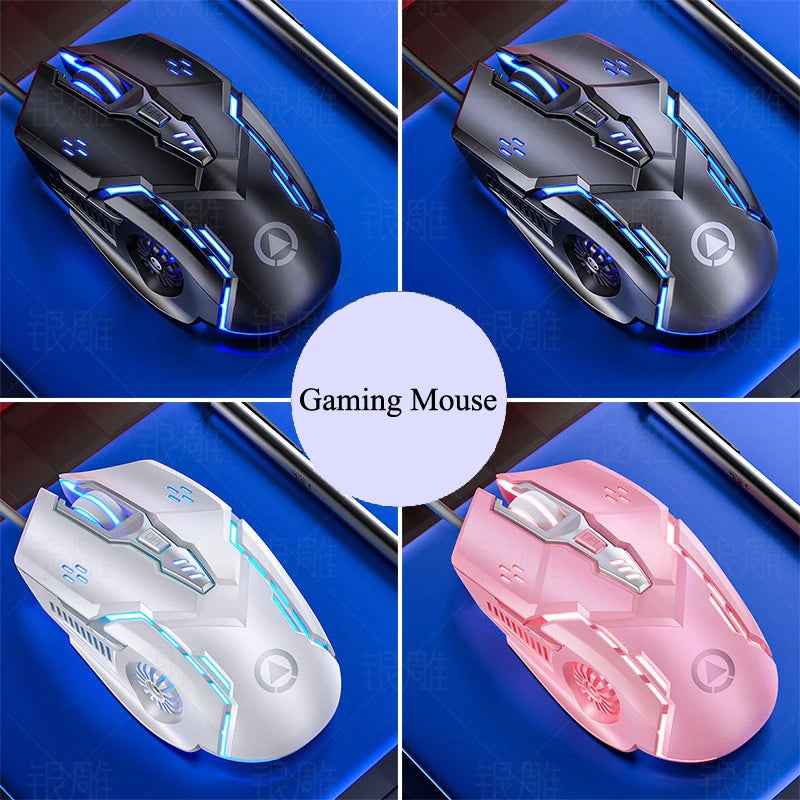 Mute Gaming Mouse RGB Ergonomic Wired PC Laptop Mause LED Backlit 3200dpi Mechanical Mause Computer Gamer Office Accessories