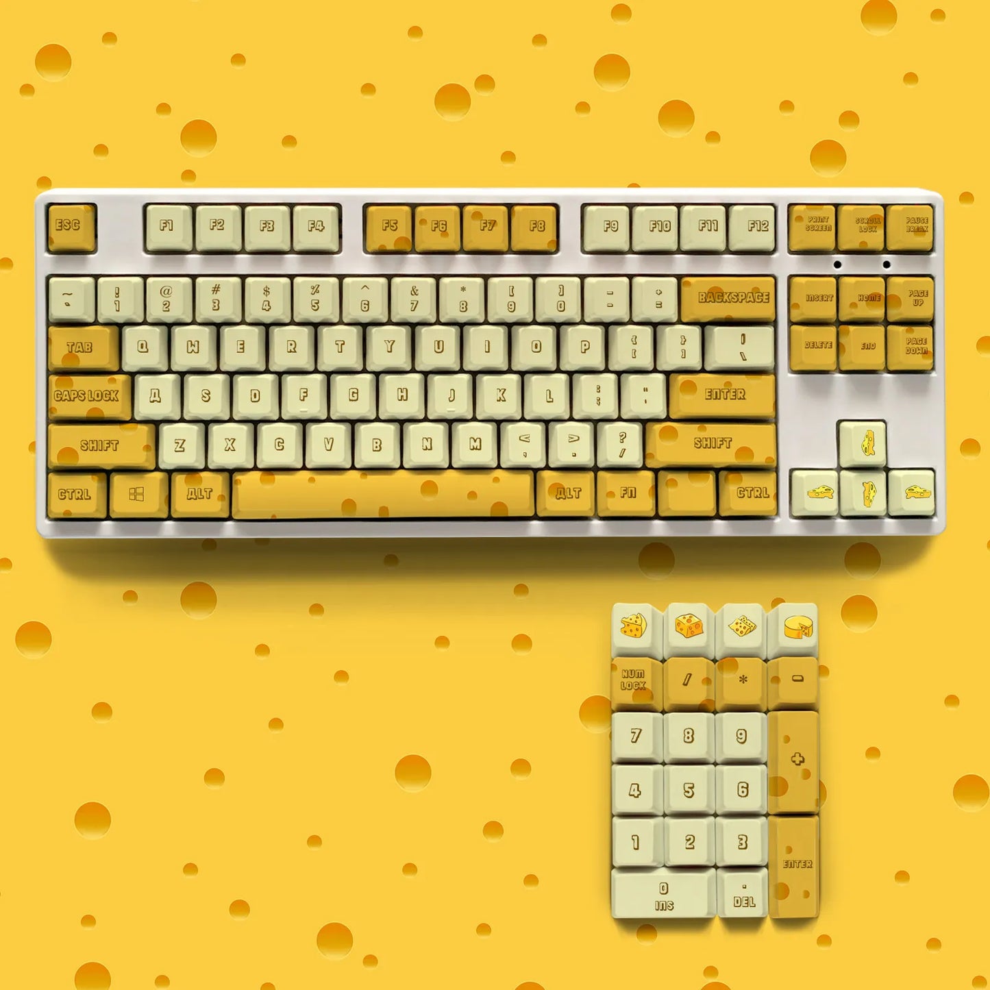 Yellow Cheese Theme Pbt Gmk Keycaps 108 Keys Set for Mechanical Keyboard Oem Profile  Only Key Caps 104 100 98 96 87 60