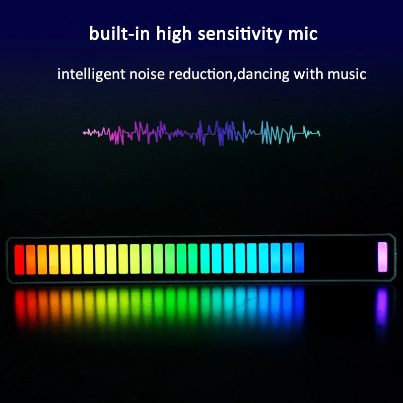 Music Sync Led Strip Lights Sound Control Pickup Rhythm Lamp Voice-Activated Atmosphere Rgb Light Bar for Car Party