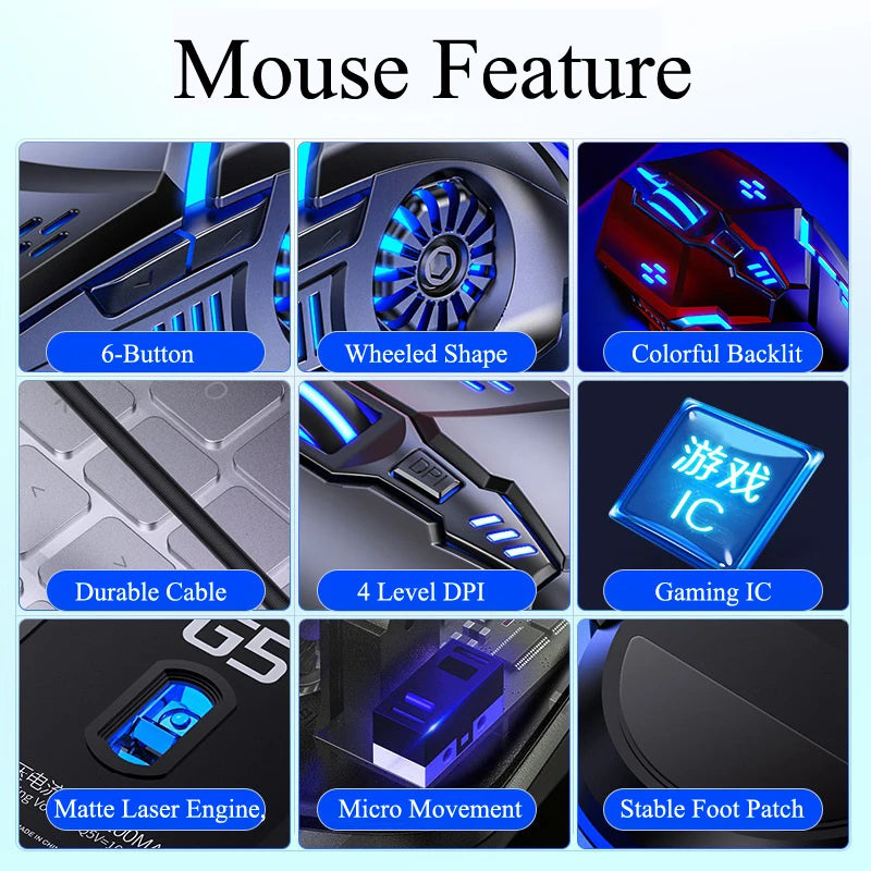 Mute Gaming Mouse RGB Ergonomic Wired PC Laptop Mause LED Backlit 3200dpi Mechanical Mause Computer Gamer Office Accessories