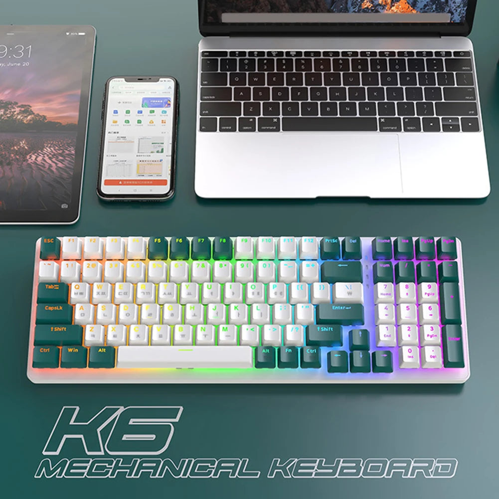 Korean K96 Mechanical Gaming Keyboard 100 Keys Red/Blue Switch Hot-Swap RGB Backlight Keyboard 2.4G BT5.0 Type-C 3 Modes Keypad