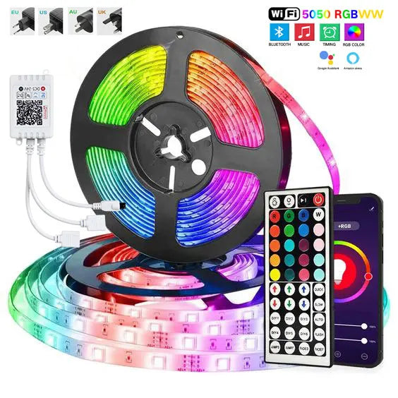 1M-50M LED Strip Lights Bluetooth RGB 5050 Flexible Ribbon Non Waterproof Diode DC 24V Infrared Control Lamp for TV Blacklight