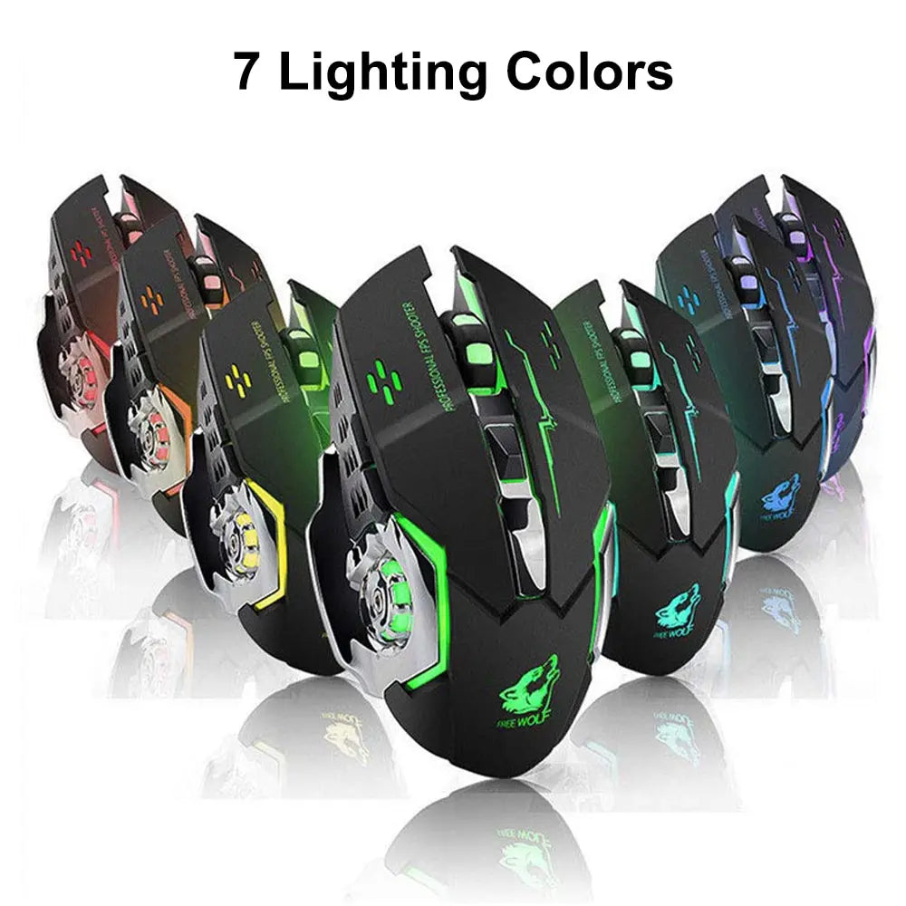 Gaming Mouse Wireless Rechargeable Optical Mice Silent Click DPI Adjustable Nano Receiver Ergonomic for PC Computer Windows Mac