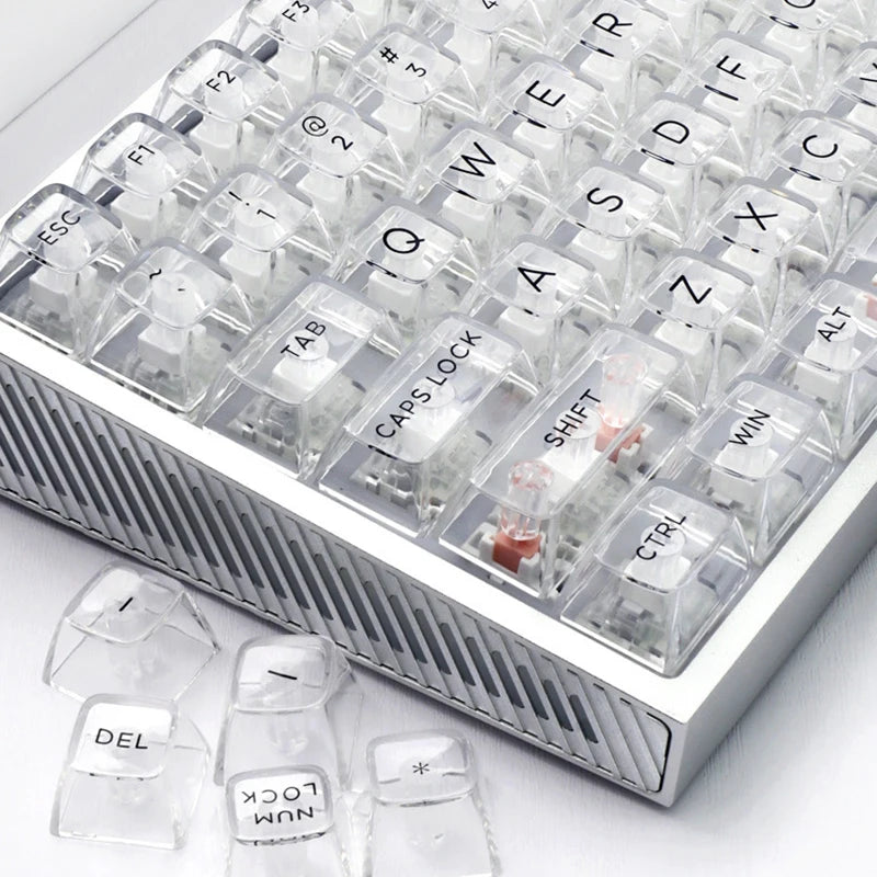 132 Keys Crystal PC Transparent Keycaps For MX Switch Mechanical Keyboard RGB Gaming Backlit Keycap Black Key Caps DIY Key Cap