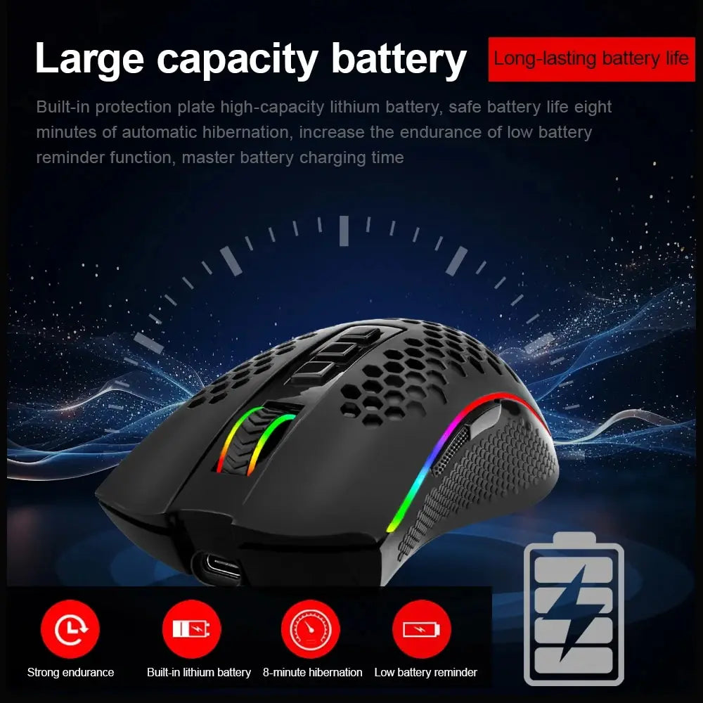 REDRAGON Storm Pro M808-KS RGB USB 2.4G Wireless Gaming Mouse 16000 DPI Programmable Ergonomic for Computer Gamer Mice Laptop PC