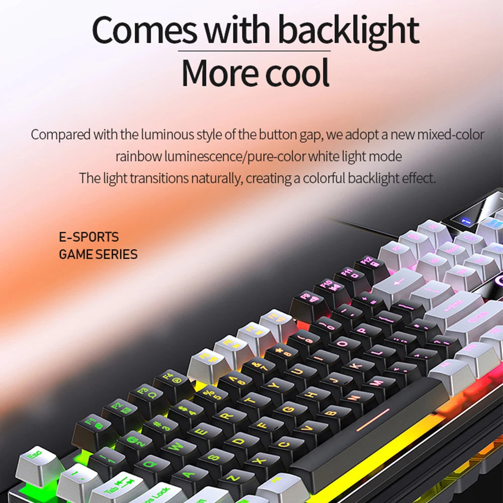 USB Wired Gaming Keyboard Color Matching Luminous Mechanical Feel Rainbow Keyboard for PC Gamer Desktop Computer Accessories