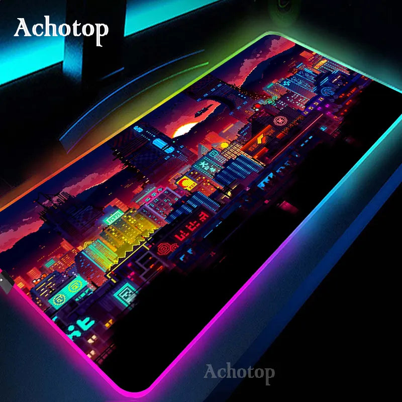 RGB Neon Japanese Art Gaming Mouse Pad - XXL Size