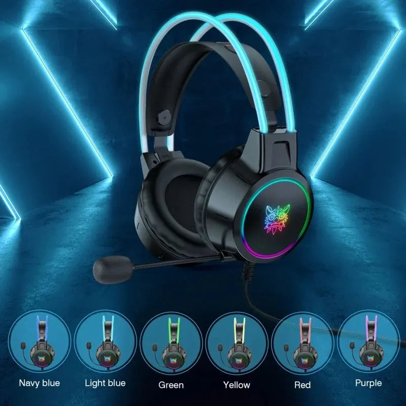 Onikuma Gaming Headset with Flexible HD Microphone, Gamer Headset, RGB Headphone, 3.5mm for PC, PS4, Xbox, PS5 Switch, Computer