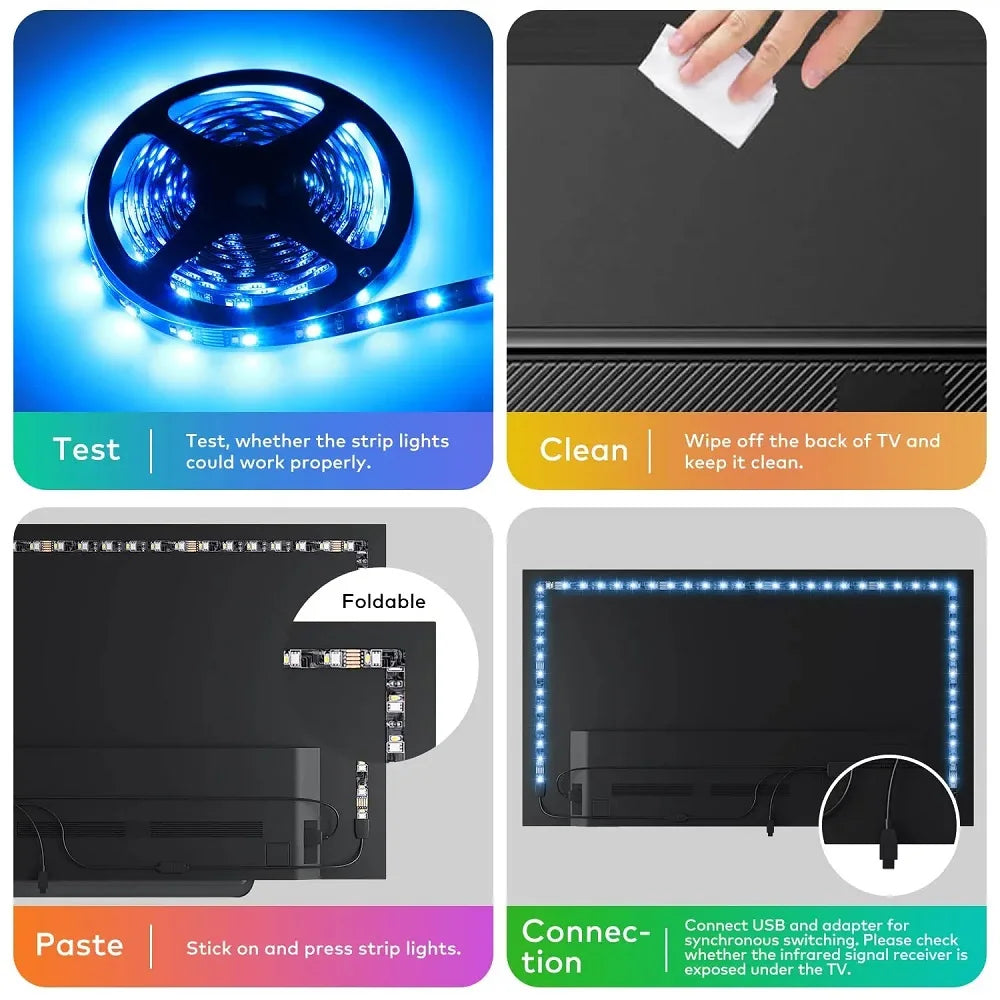 1M-50M LED Strip Lights Bluetooth RGB 5050 Flexible Ribbon Non Waterproof Diode DC 24V Infrared Control Lamp for TV Blacklight