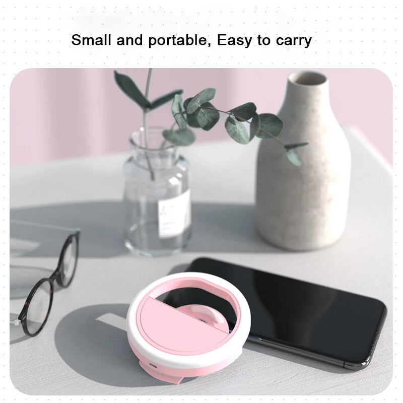 USB Charge LED Selfie Ring Light Mobile Phone Lens LED Selfie Lamp Ring For iPhone Samsung Xiaomi Huawei OPPO Phone Selfie Light