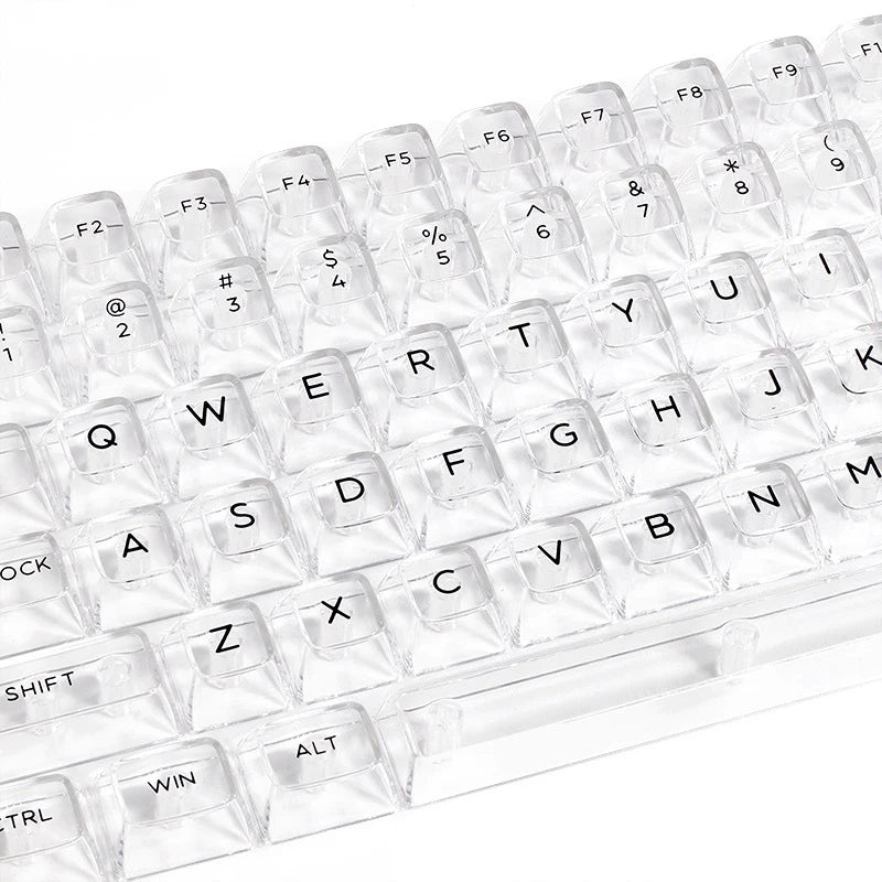 132 Keys Crystal PC Transparent Keycaps For MX Switch Mechanical Keyboard RGB Gaming Backlit Keycap Black Key Caps DIY Key Cap