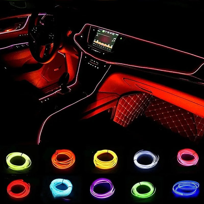 1M/3M/5M Wire LED Strip Neon Light Car Interior Lighting Strips Auto LED Strip Ambient Light Car Interior Led Decorative Lamp