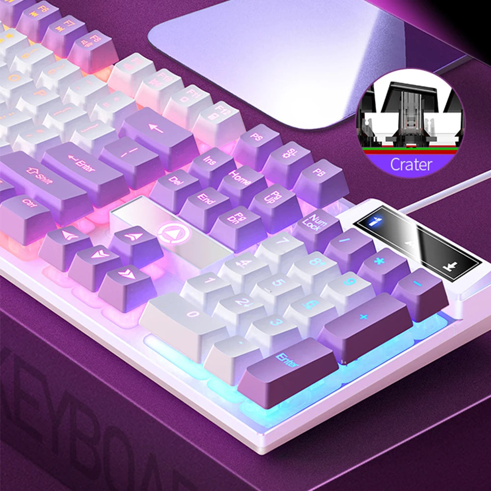 USB Wired Gaming Keyboard Color Matching Luminous Mechanical Feel Rainbow Keyboard for PC Gamer Desktop Computer Accessories