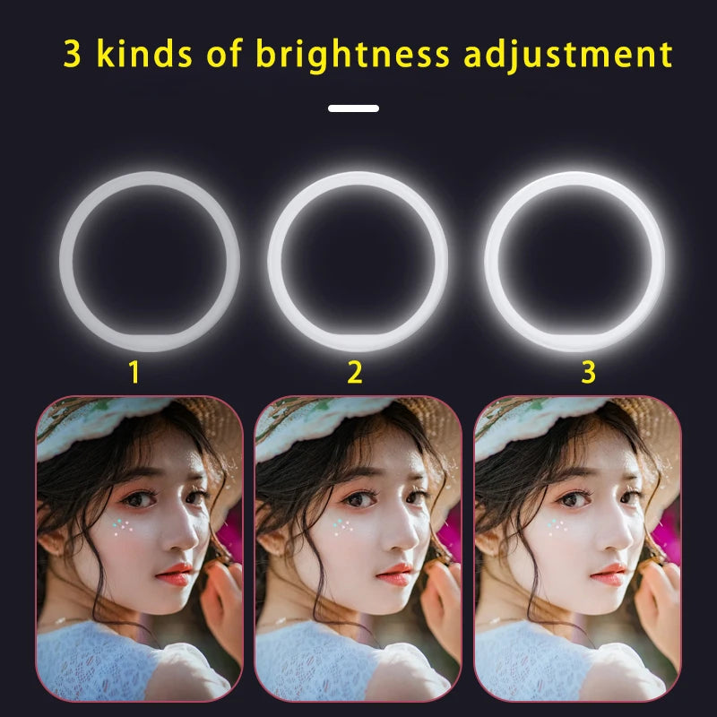 USB Charge LED Selfie Ring Light Mobile Phone Lens LED Selfie Lamp Ring For iPhone Samsung Xiaomi Huawei OPPO Phone Selfie Light