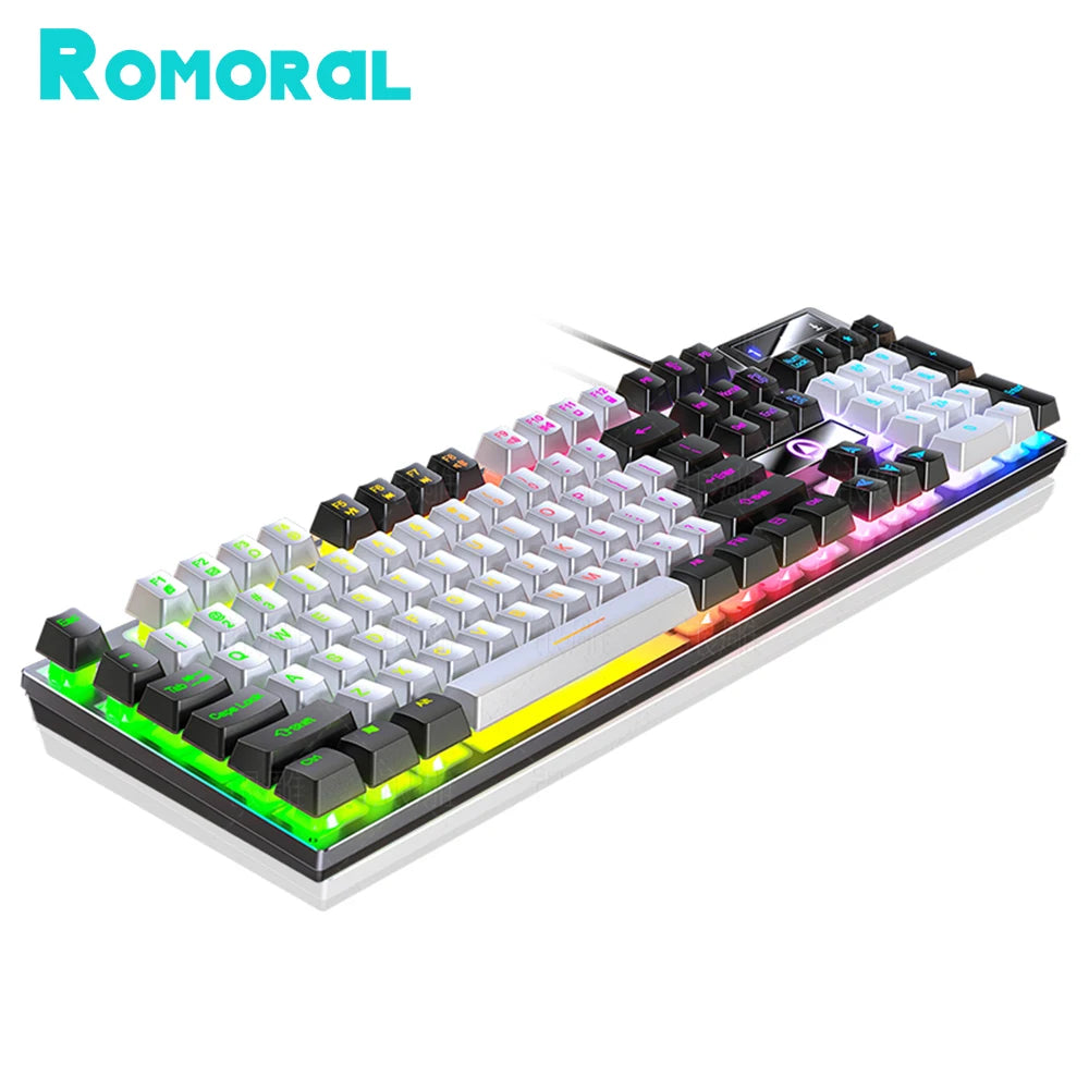 USB Wired Gaming Keyboard Color Matching Luminous Mechanical Feel Rainbow Keyboard for PC Gamer Desktop Computer Accessories