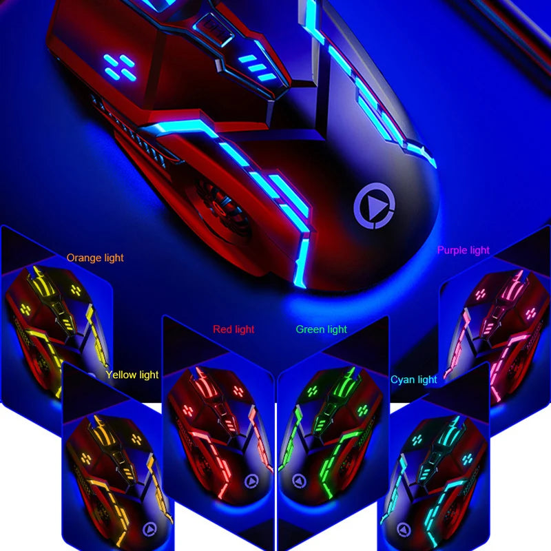 Mute Gaming Mouse RGB Ergonomic Wired PC Laptop Mause LED Backlit 3200dpi Mechanical Mause Computer Gamer Office Accessories