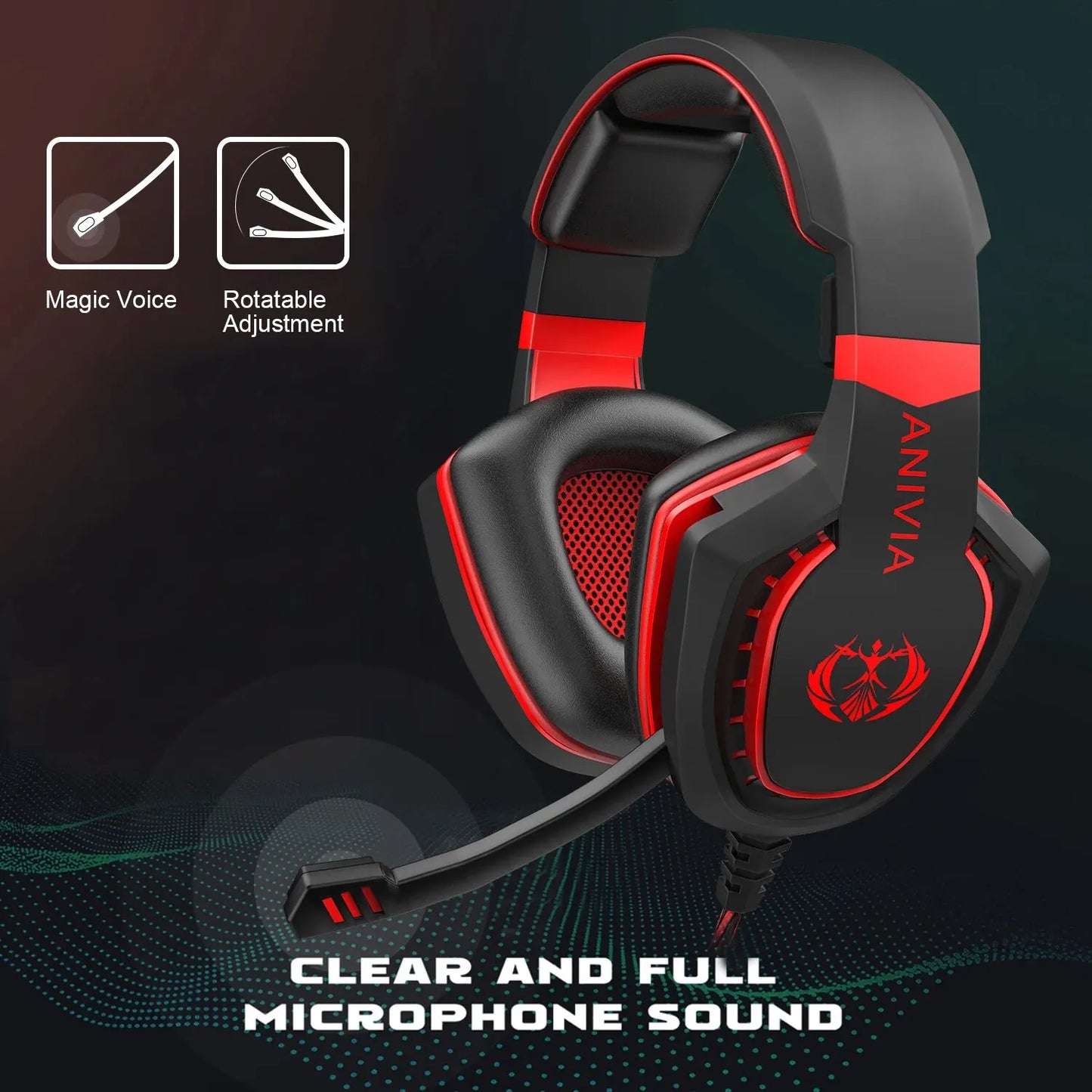 Gaming Headset Noise Isolating Overear Headphone with Mic.Volume Control Bass Surround Video Game for PC PS4 PS5 XBOX