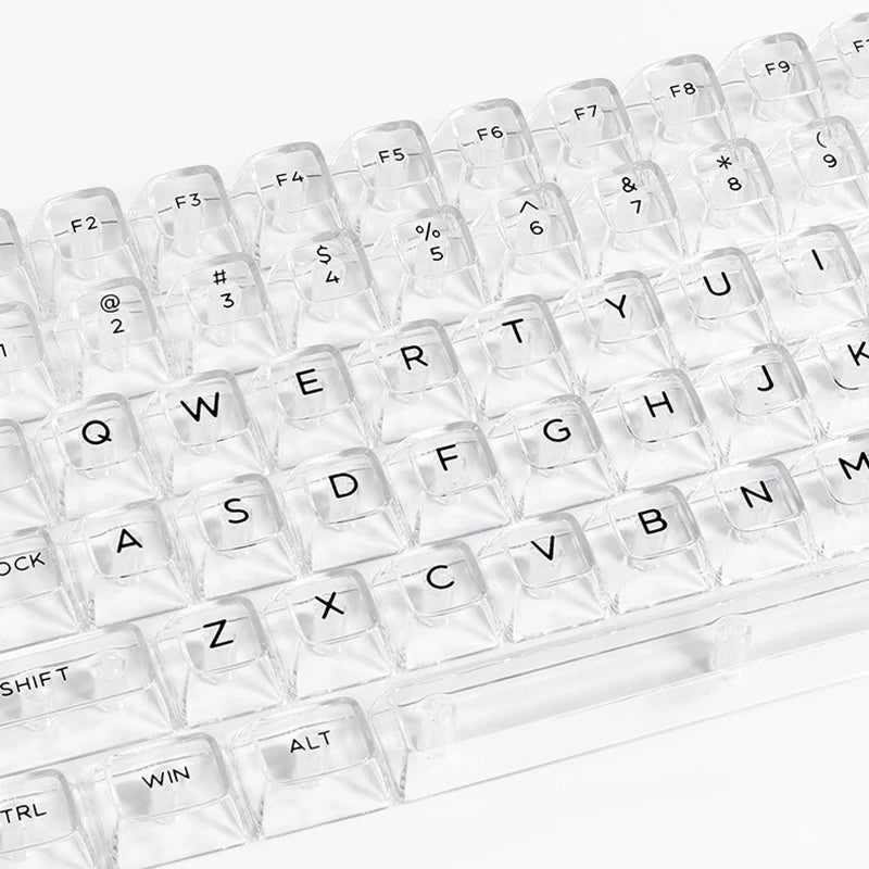 132 Keys Crystal PC Transparent Keycaps For MX Switch Mechanical Keyboard RGB Gaming Backlit Keycap Black Key Caps DIY Key Cap