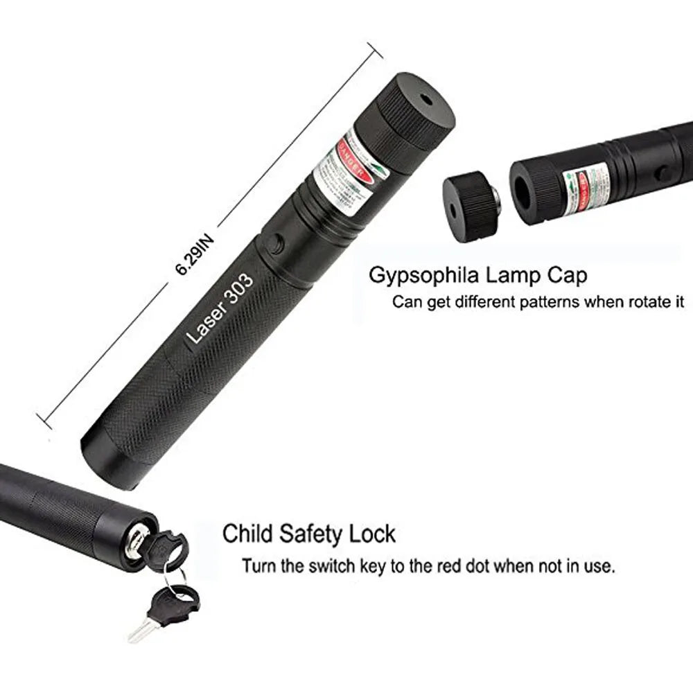 Powerful Red Green Laser Pointer 10000m 5mw Laser 303 Sight Focus Adjustable Burning Lazer Torch Pen 18650 Charging