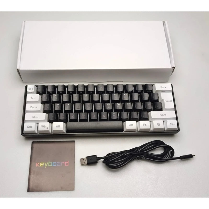 RGB Backlit Keypad Ultra-Compact Mini Keyboard Gaming Keyboard Compound Function V700WB Wired Gaming Keyboard 61Keys Multi-Color