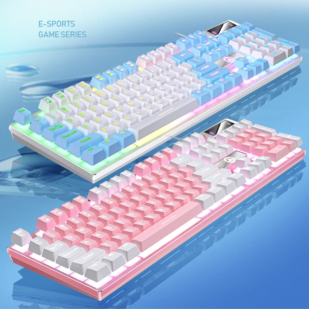 USB Wired Gaming Keyboard Color Matching Luminous Mechanical Feel Rainbow Keyboard for PC Gamer Desktop Computer Accessories