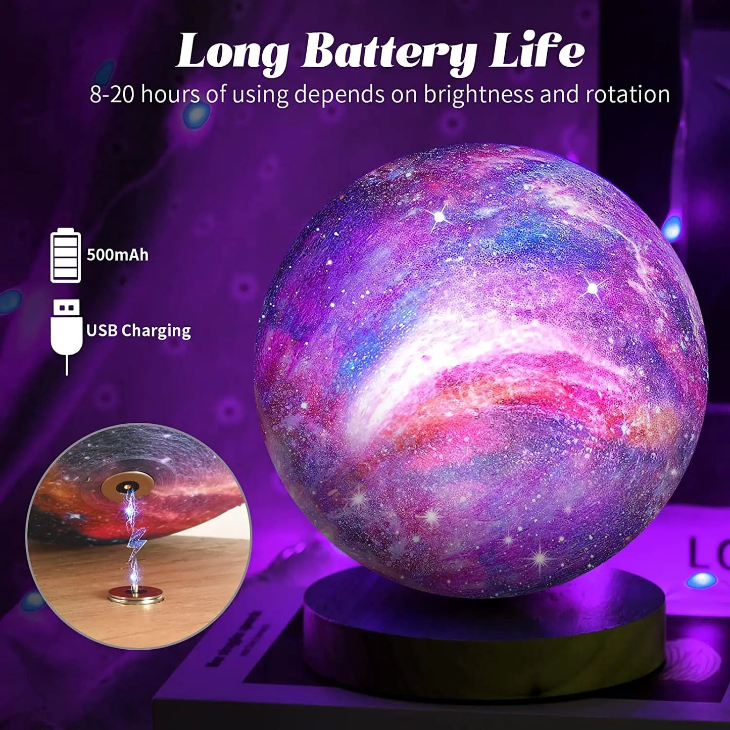 Rotating Moon LED Light Night 16 Colors Lava Lamp 3D Printing LED Moon Night Light with Remote & Touch Control.