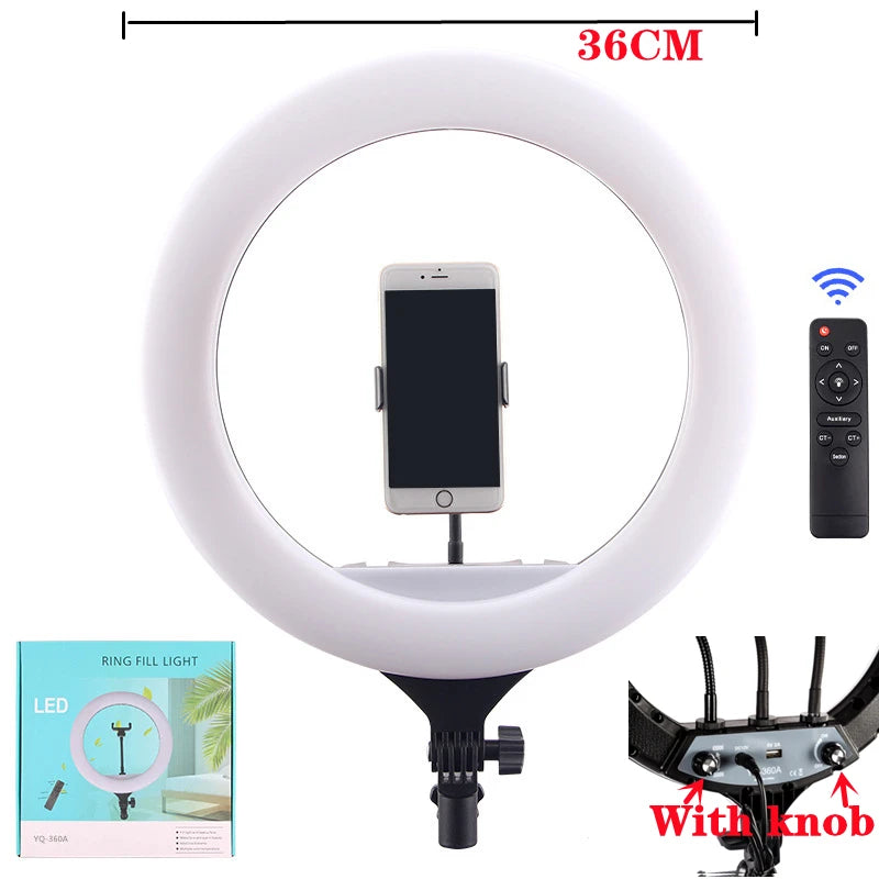 14" LED Ring Light Photographic Selfie Ring Lighting with Stand for Smartphone Youtube Makeup Video Studio Tripod Ring Light