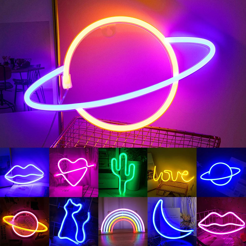 LED Neon Light Rainbow Neon Sign for Room Wall Home Party Night Lights Wedding Decoration Christmas Neon Lamp Hanging Night Lamp