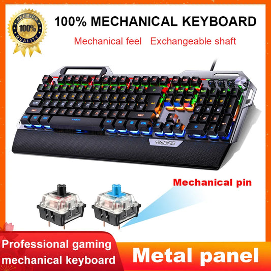 Mechanical Gaming Keyboard,104-key RGB LED Backlit Computer Keyboard, Black Blue Switch, Suitable for PC Gamers/Windows Game