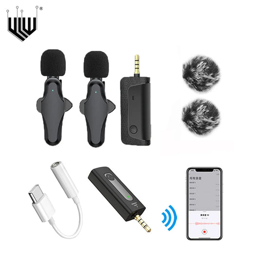 3.5MM Wireless Lavalier Microphone Portable Audio Video Recording Mini Mic for iPhone Android Live Broadcast Gaming Phone Mic